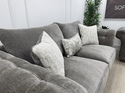 Sofology Highgrove 3 Seater Sofas Set In Grey Chenille Fabric