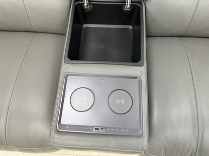 Furniture Village Homestage 3 Seater Power Recliner Media Sofa In Grey Leather