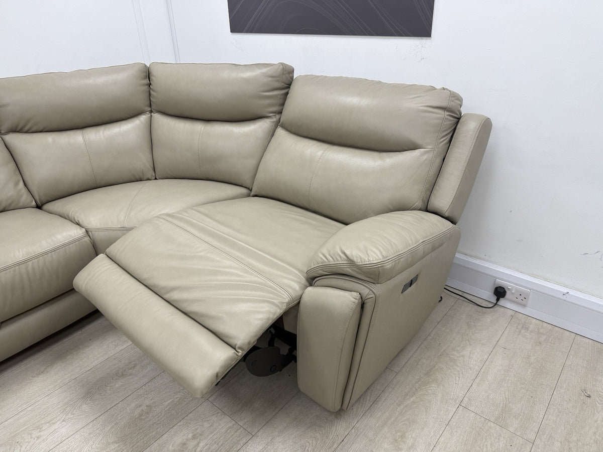 DFS Trek Power Recliner Corner Sofa In Taupe Leather