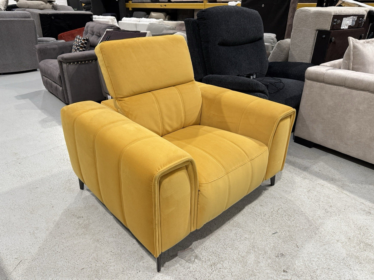 DFS Torren Power Storage Arm Recliner Chair In Mustard