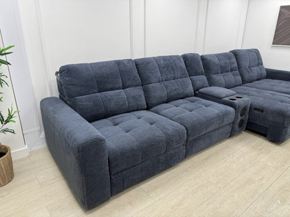 DFS Steller XL Power Chaise Recliner Sofa In Nuova Midnight Fabric