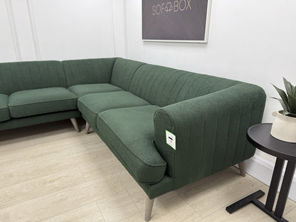DFS Enhanced Corner Sofa In Green Bouclé Fabric