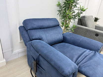 DFS Ronan Power Lift And Rise Chair In Arizona Blue Fabric