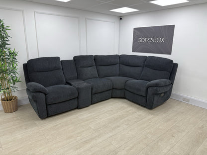 La-Z-Boy New Tamla Power/Headrest/Lumbar Corner Sofa & Console Unit In Black