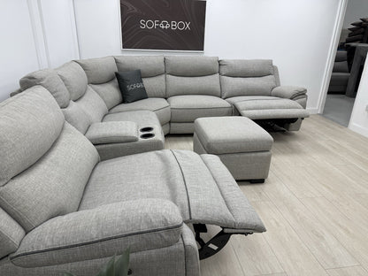 DFS Trek Storeaway Power Recliner Corner Sofa In Light Grey