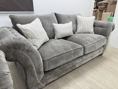 Sofology Highgrove 3 Seater Sofas Set In Grey Chenille Fabric