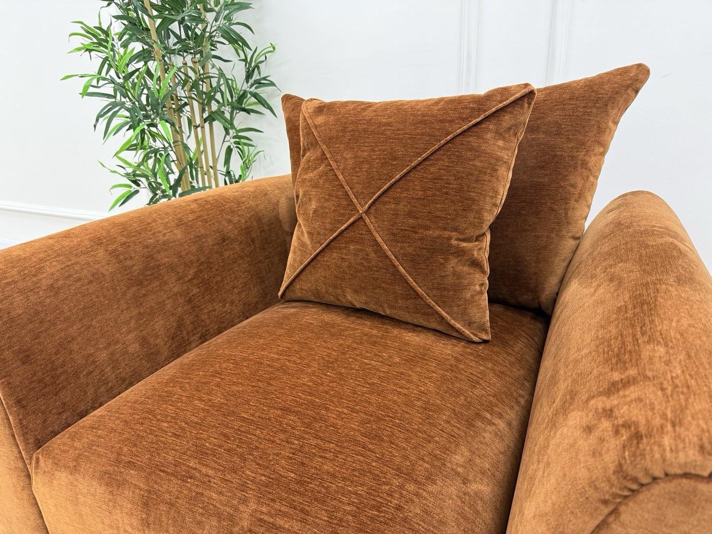 Sofology Hourglass Fabric Chair in Rust/Stone Mix