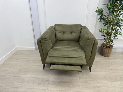Sofology Muse Power Recliner Armchair In Olive Fabric