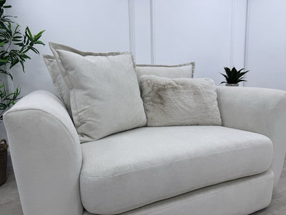 DFS Alani Cuddle Chair Loveseat Sofa In Cream Fabric