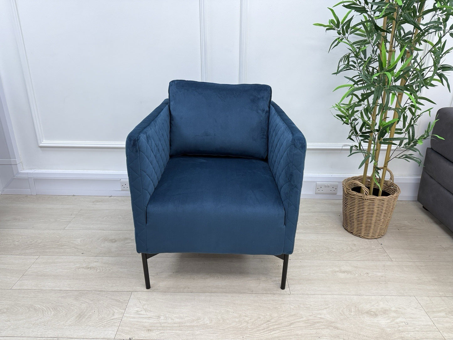 DFS Tub Accent Chair In Blue Velvet