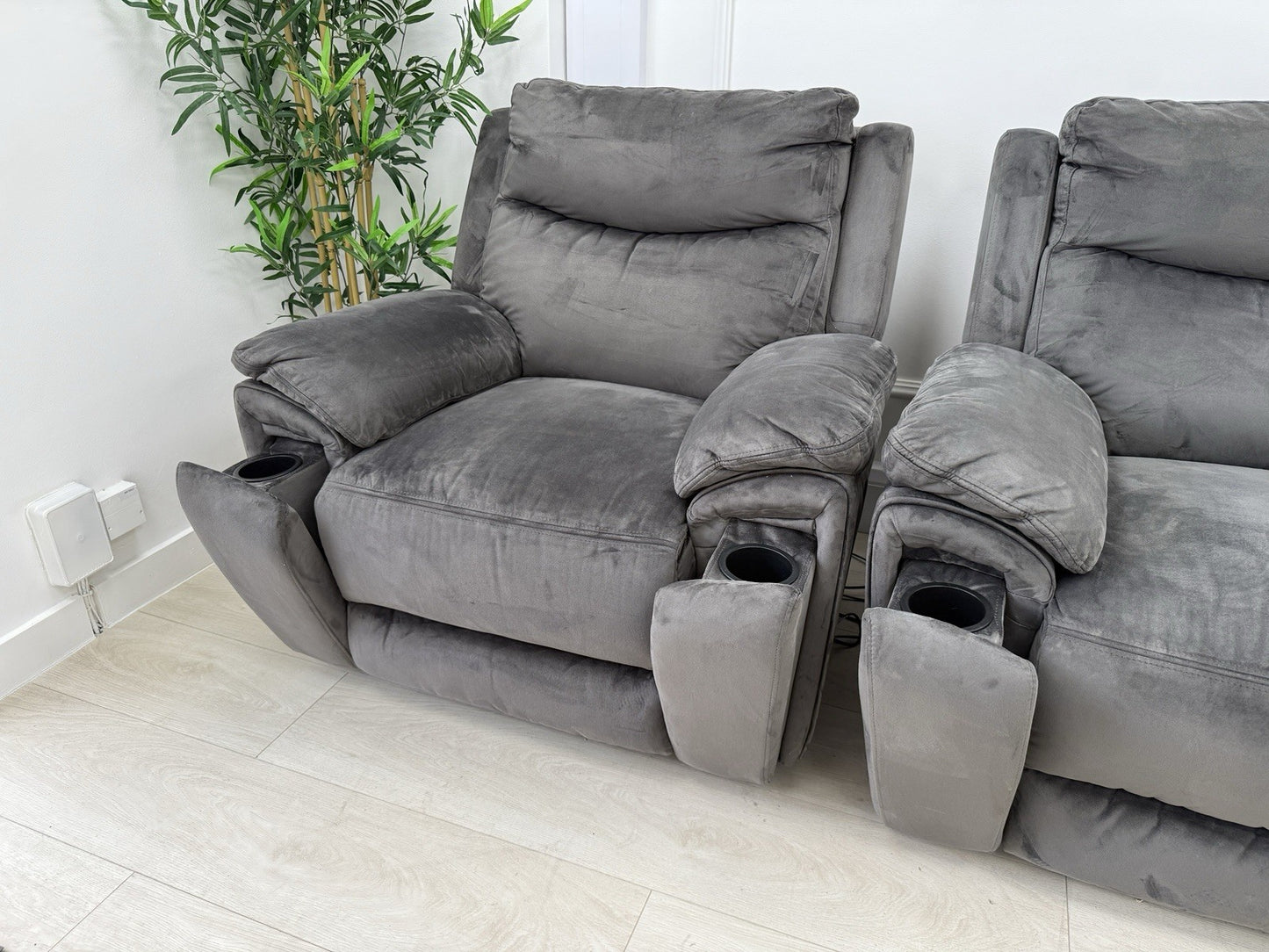 DFS Trek Recliner Corner Sofa & Armchair In Charcoal Velvet