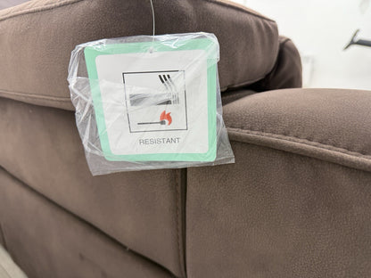 Furniture Village Xavier 3 Seater Chaise Sofa Power Recliner/Headrests In Brown Fabric