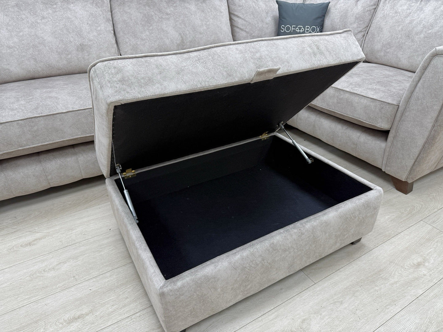 DFS Cherished Corner Sofa & Footstool Set In Oatmeal