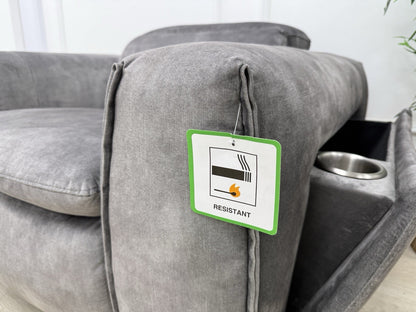 DFS Venosa Heated/Memory/Power Recliner Chair In Smoke Grey Fabric