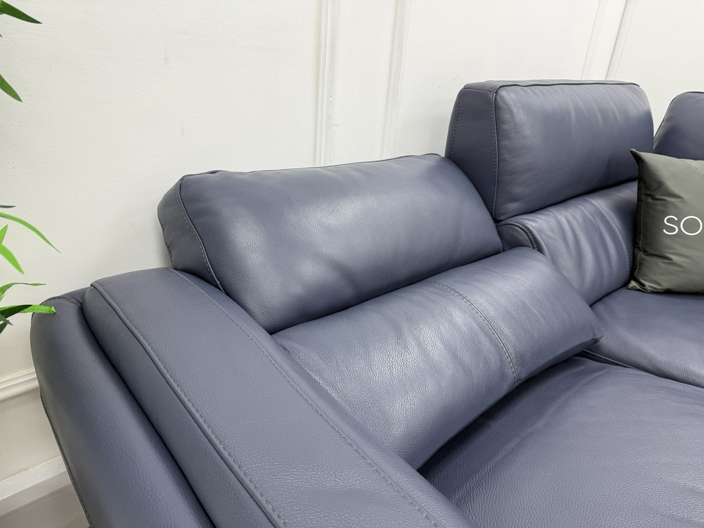 DFS San Antonio Power Recliner Corner Sofa Right Hand Facing In Blue Leather