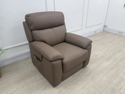 DFS Nevara Rise And Tilt Power Recliner Armchair In Brownie Leather