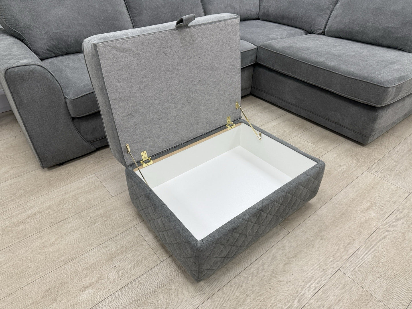 DFS Orka Storage Footstool In Graphite Grey Fabric
