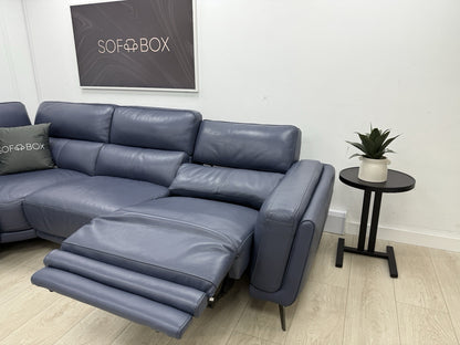 DFS San Antonio Power Recliner Corner Sofa Right Hand Facing In Blue Leather