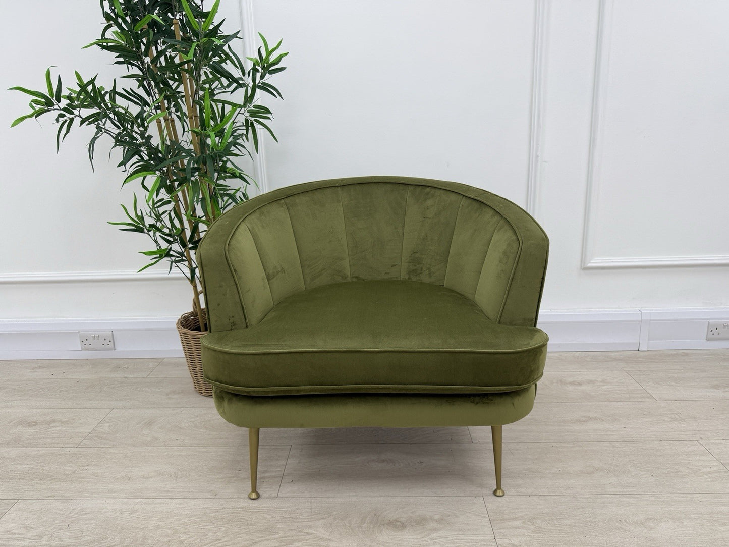 DFS Enhanced Accent Chair In Olive Velvet Fabric