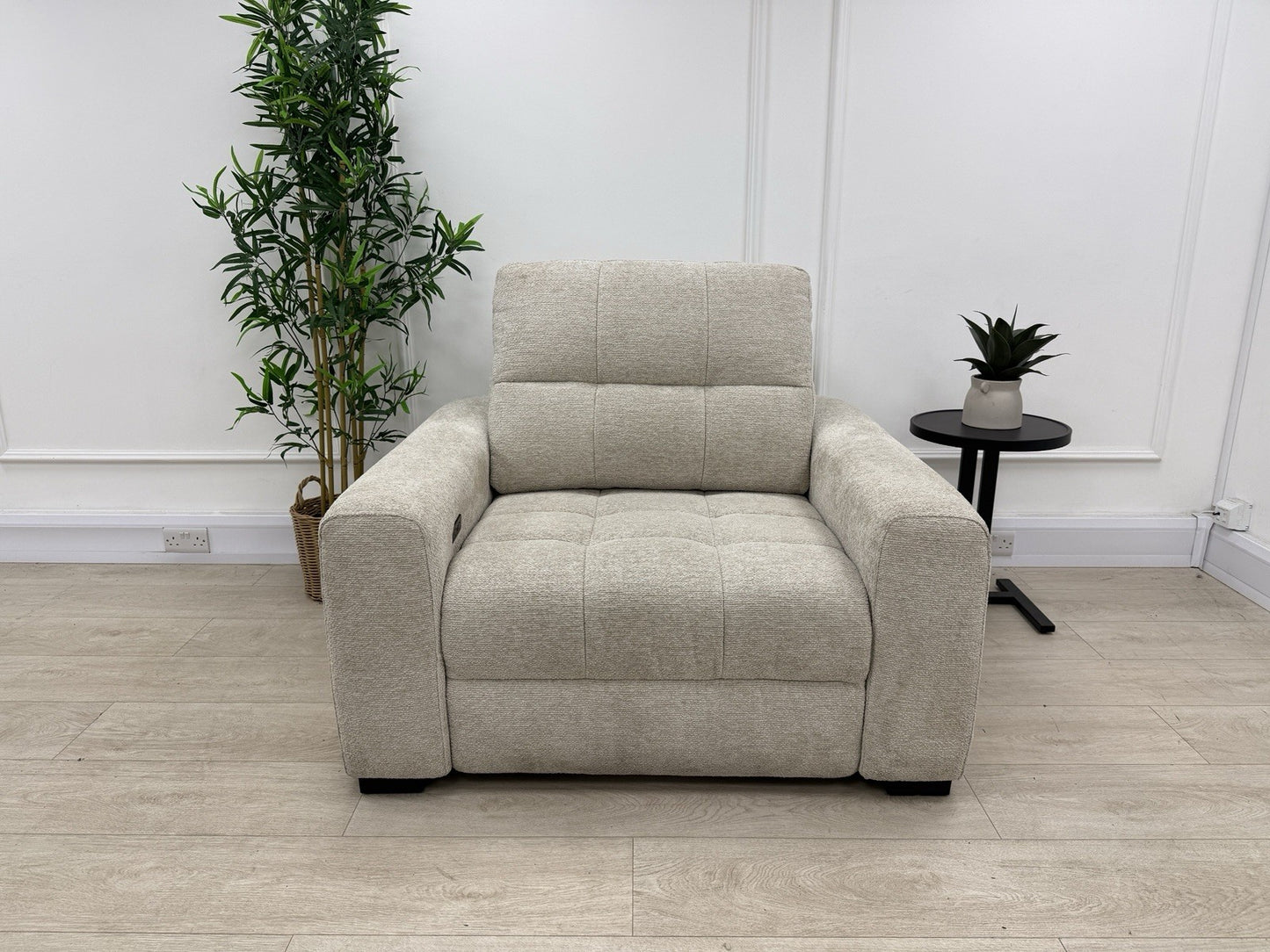DFS Una Power Slider Chair In Roma Oyster Fabric