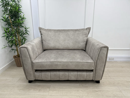 DFS Cherished Self Piped Formal Back Cuddle Chair Loveseat In Oatmeal