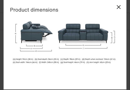 Furniture Village Homestage 3 Seater Power Recliner Media Sofa In Grey Leather