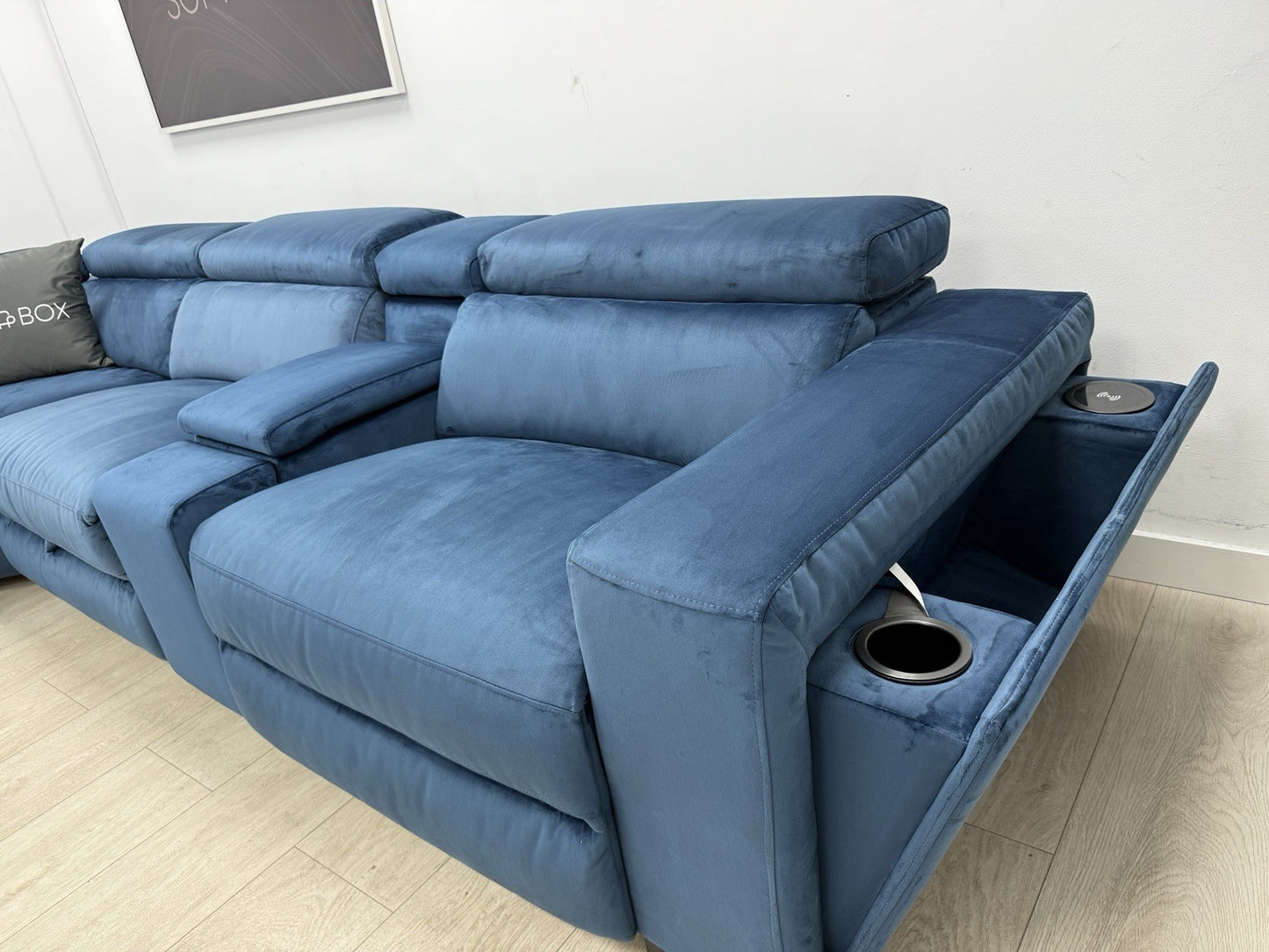 DFS Wander Velvet Power Recliner 3 Corner Sofa Bed 2 In Navy Blue
