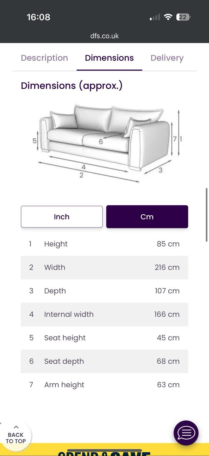 DFS Somerford 3 Seater Sofa, Armchair & Footstool In Mink Fabric