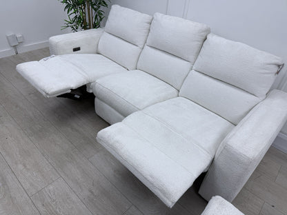 DFS Davis Power Recliner 3 & 2 Seater Sofa Set In Snow Fabric