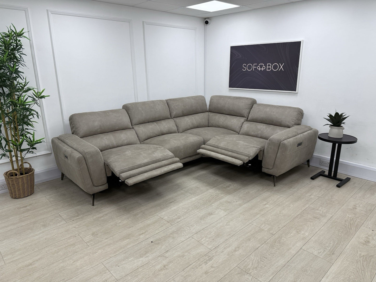 DFS San Mateo Power Recliner Corner Sofa In Arizona Stone Fabric