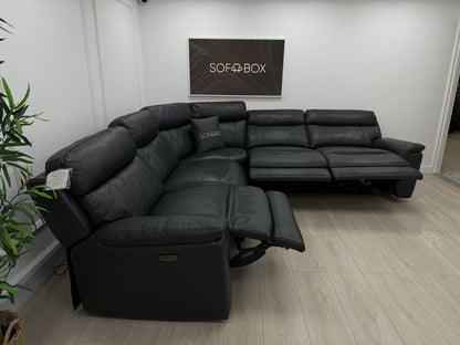 DFS Ronan Leather 4x Power Recliner Corner Sofa In Grey