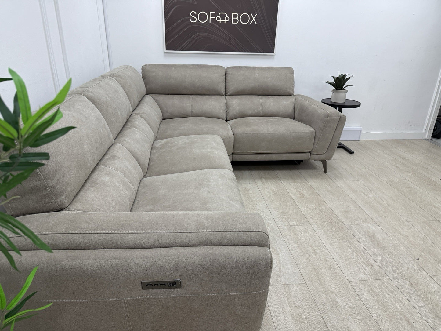 DFS San Mateo Power Recliner Corner Sofa In Arizona Stone Fabric