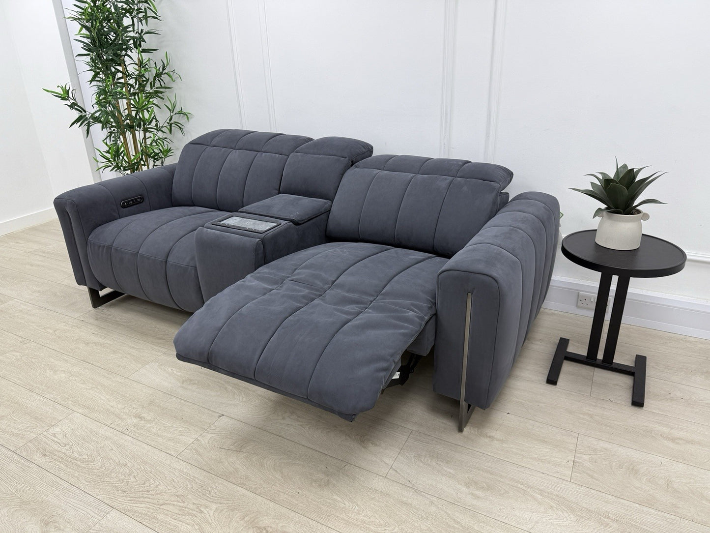 Sofology The Paramount 2.5 Seater Sofa Recliner/Headrest In Nubuck Charcoal