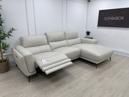 DFS San Antonio Power Recliner 3 Seater Chaise End Sofa In Fossil Leather