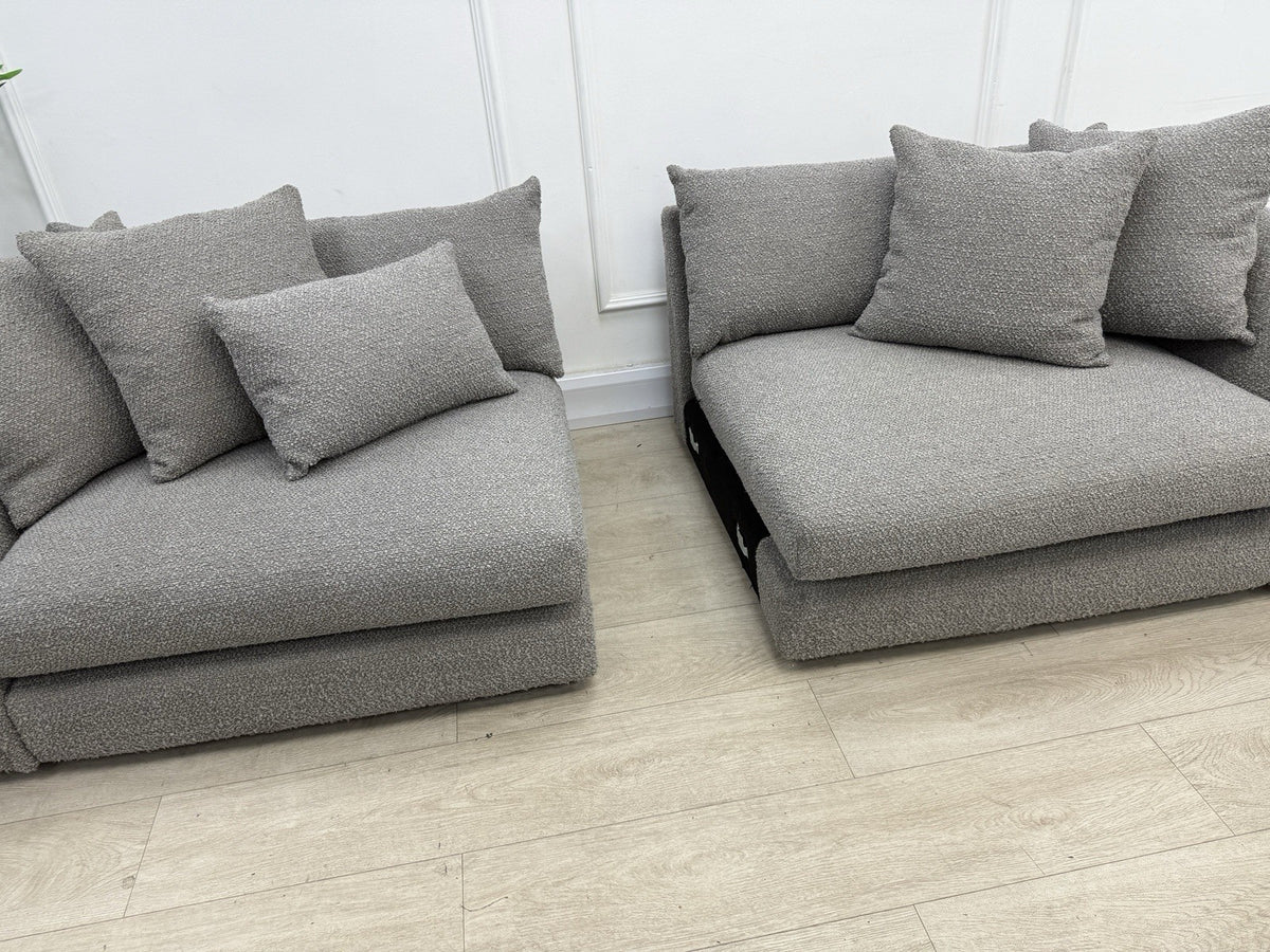 Sofology Marble Arch 4 Seater Split Sofa In Grey Boucle Fabric