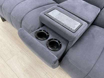 Sofology The Paramount 2.5 Seater Sofa Recliner/Headrest In Nubuck Charcoal