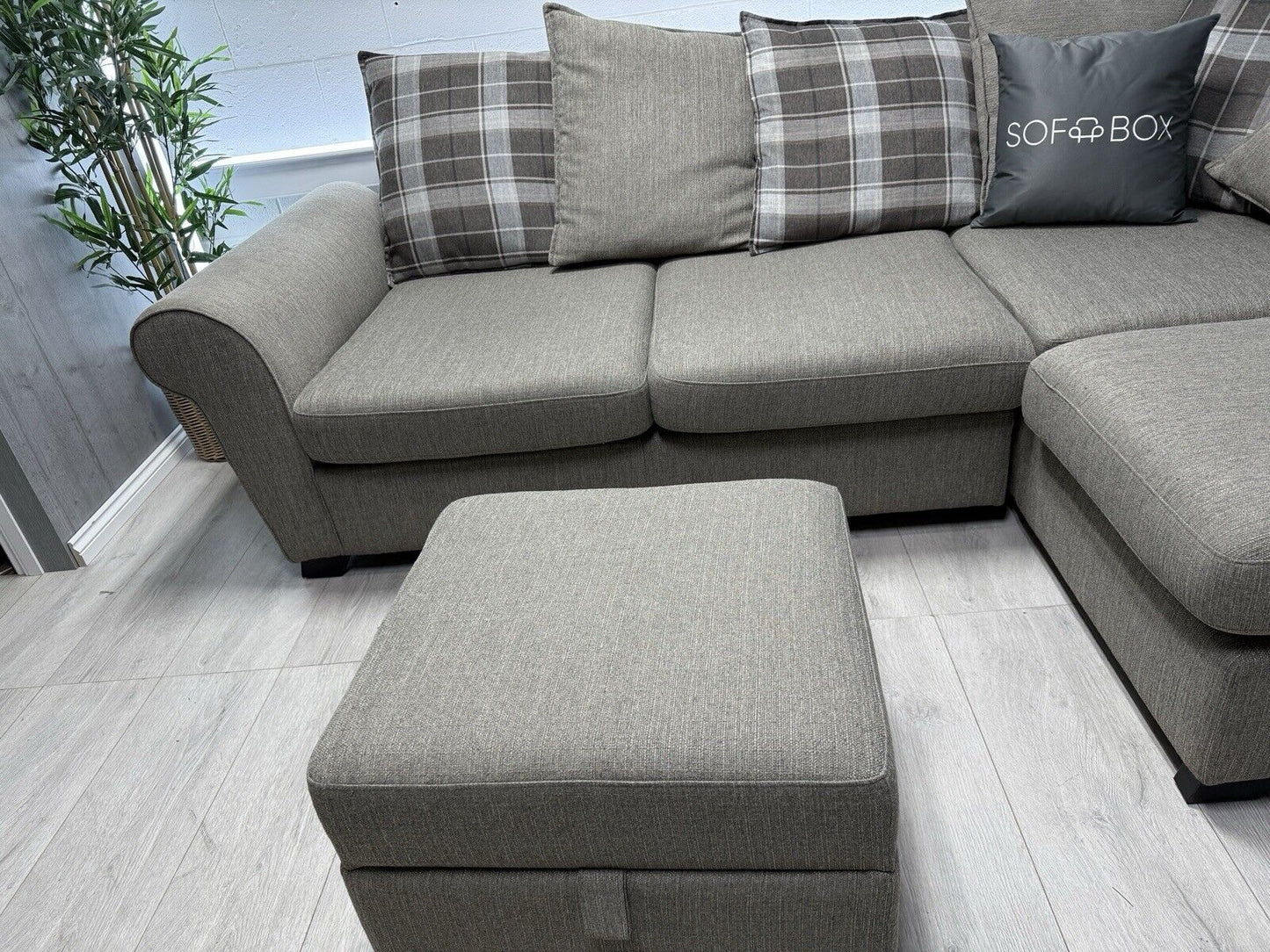 DFS Owen Corner Sofa and Footstool Set in Taupe