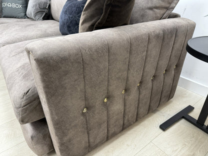 DFS Devine Corner Sofa & Footstool In Chocolate