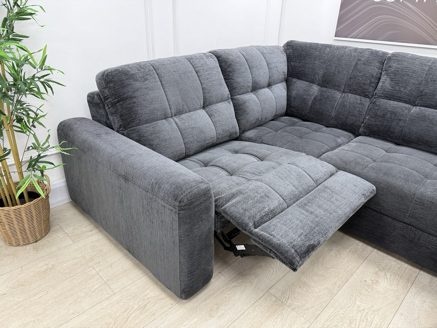 DFS Steller Power Recliner Corner Sofa In Nuova Black Fabric