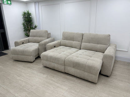 DFS Una Power Slider 3 Seater Sofa & Chair Set In Roma Oyster Fabric