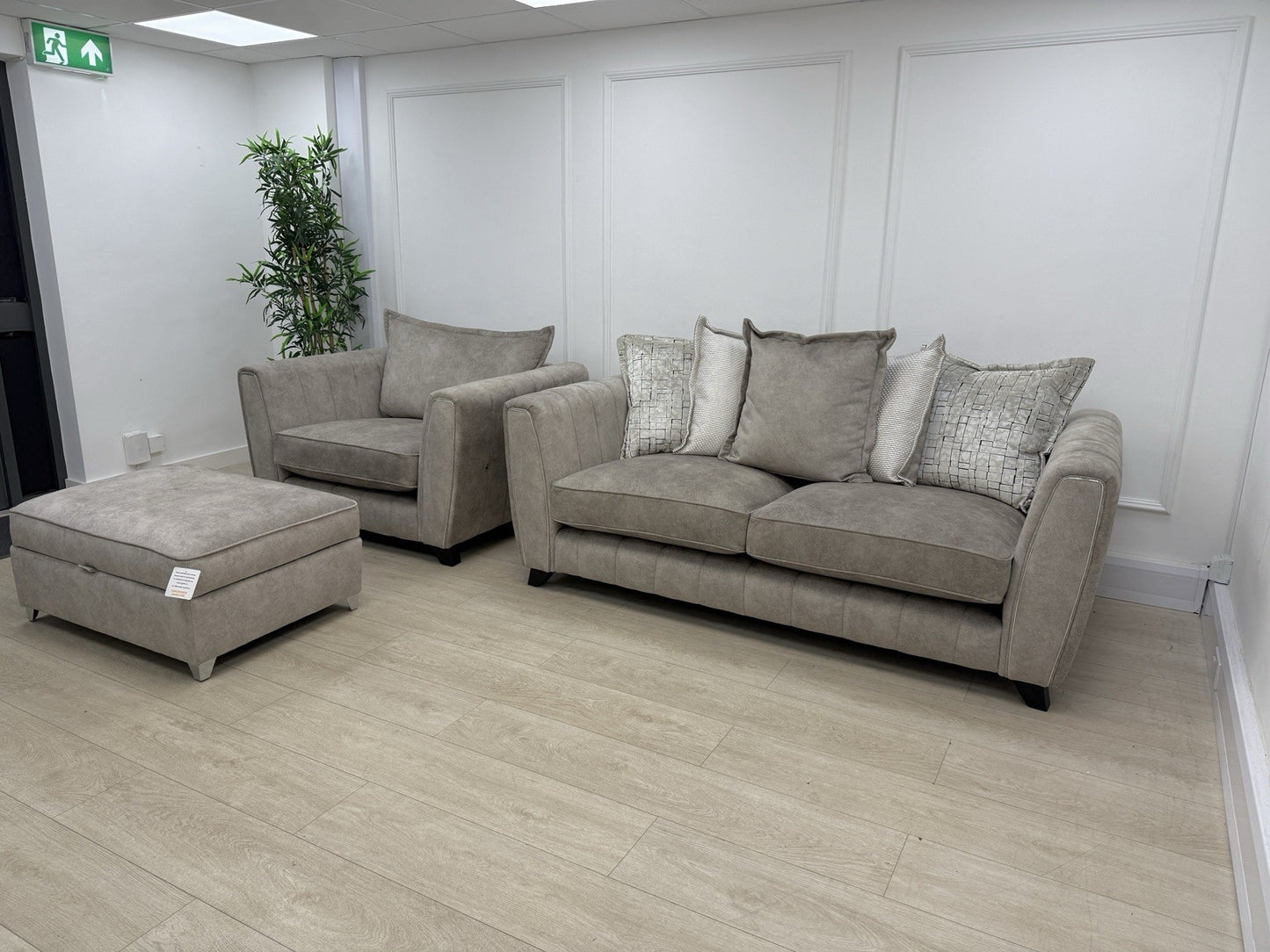 DFS Cherished 3 Seater Sofa, Chair & Footstool Set In Oatmeal