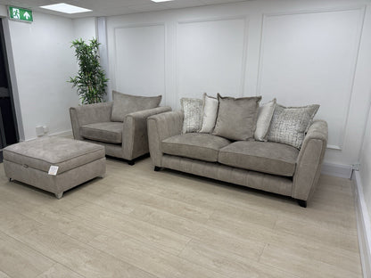 DFS Cherished 3 Seater Sofa, Chair & Footstool Set In Oatmeal