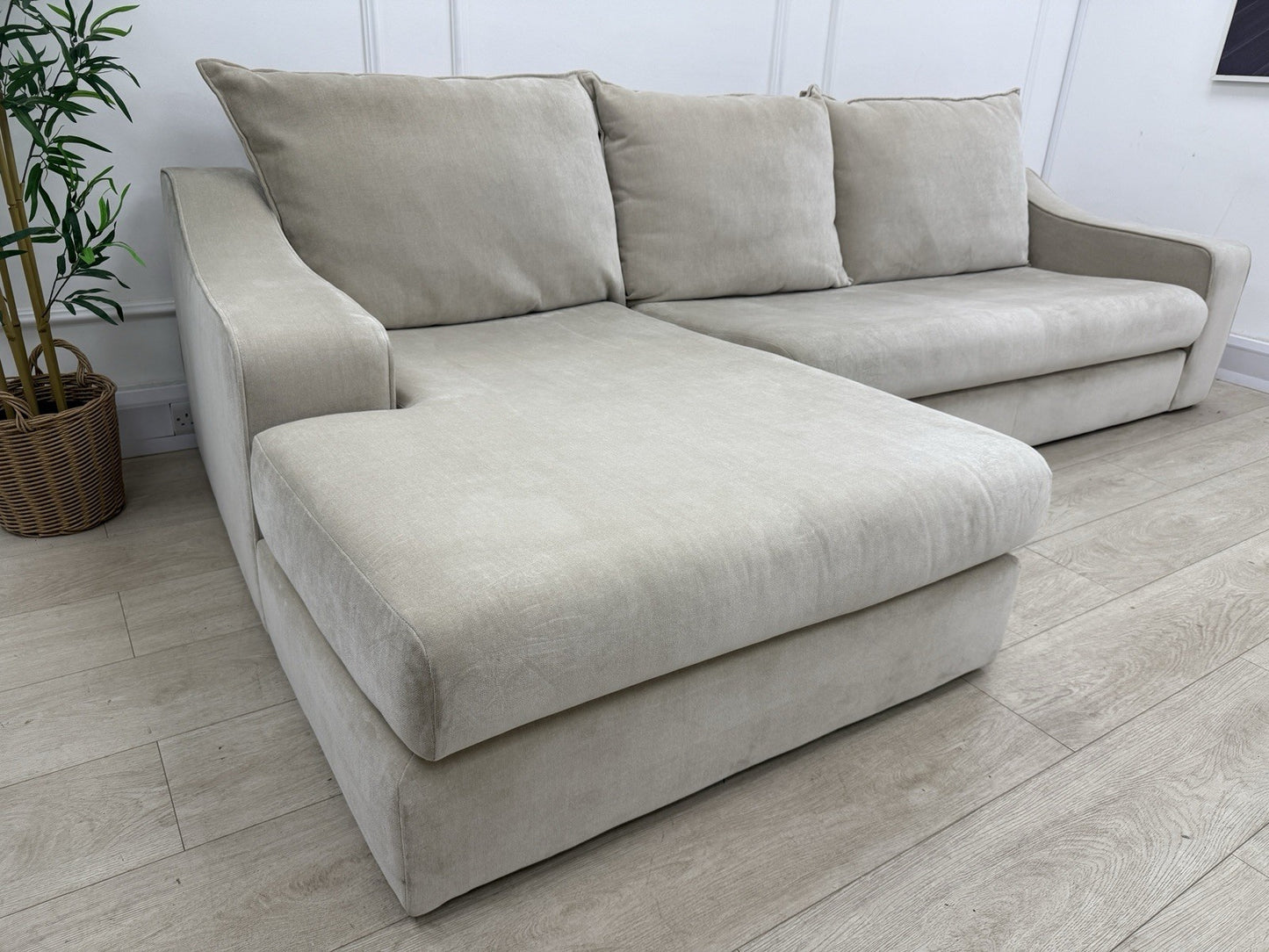 DFS Maura Left Hand Facing Large Chaise Sofa In Natural Fabric