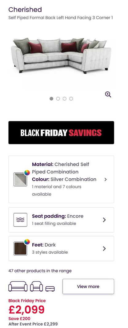 DFS Cherished Corner Sofa In Grey LHF