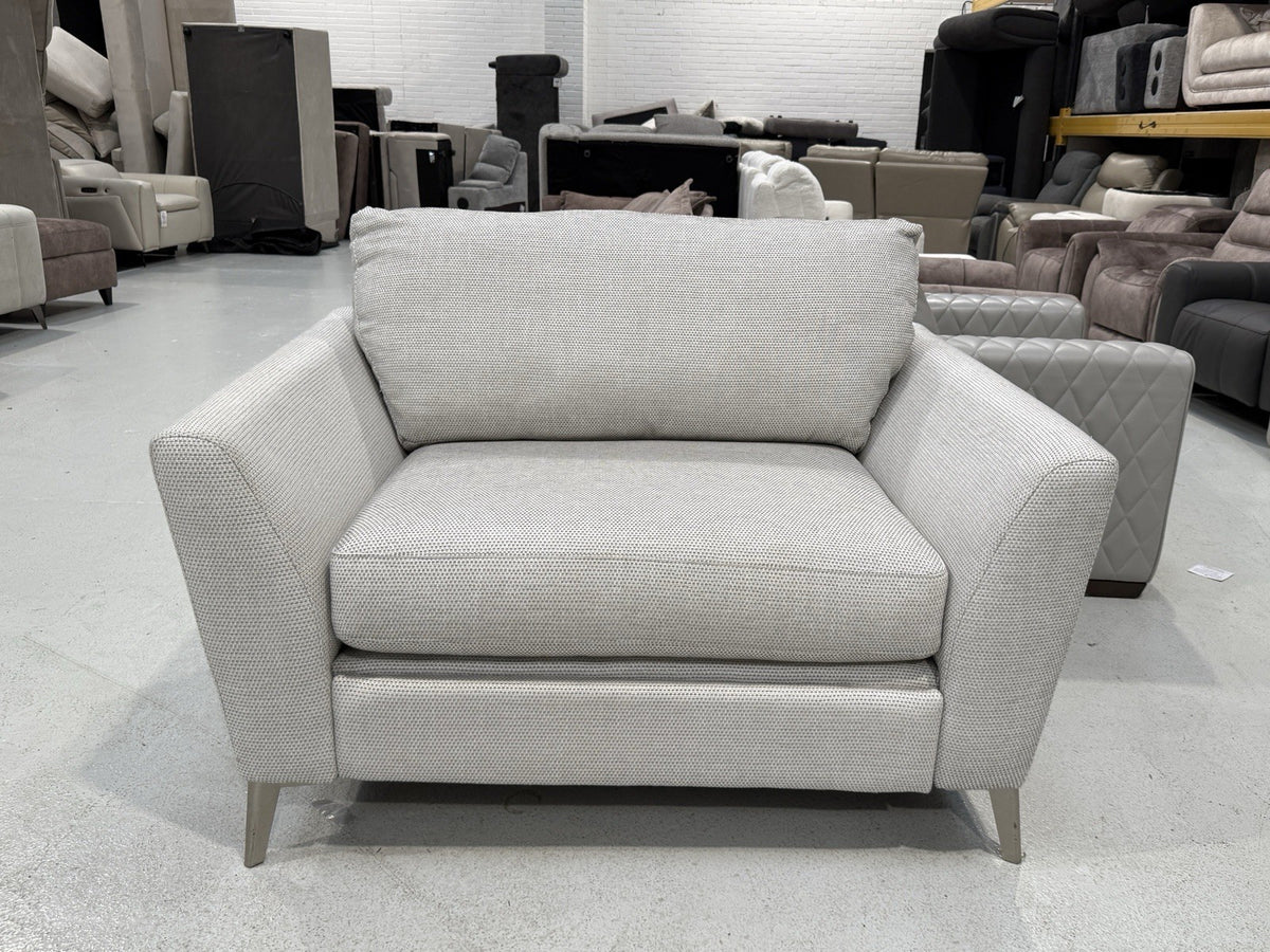 DFS New Libby Motion Cuddler Chair In Silver Fabric