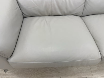 DFS Tahiti Leather Power Recliner Corner Sofa & Armchair Set In Light Grey