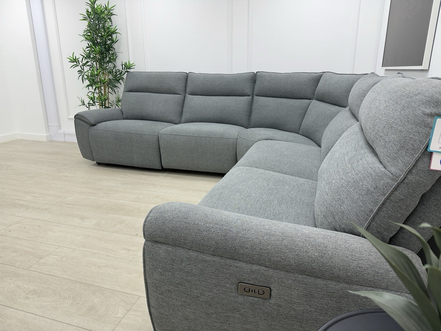 DFS Aussie Power Recliner Corner Sofa In Grey Fabric
