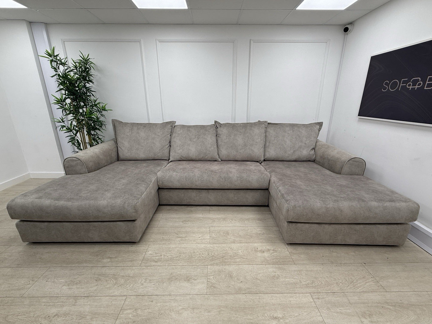 DFS Serenis Large Double Ended Chaise Sofa In Oatmeal Fabric