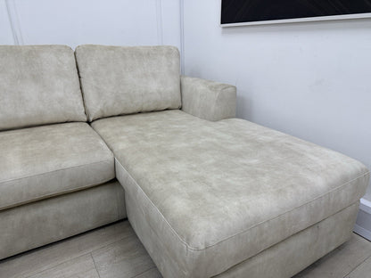 DFS Freya 4 Seater Lounger, Cuddle Chair, Footstool Set In Cream Velvet