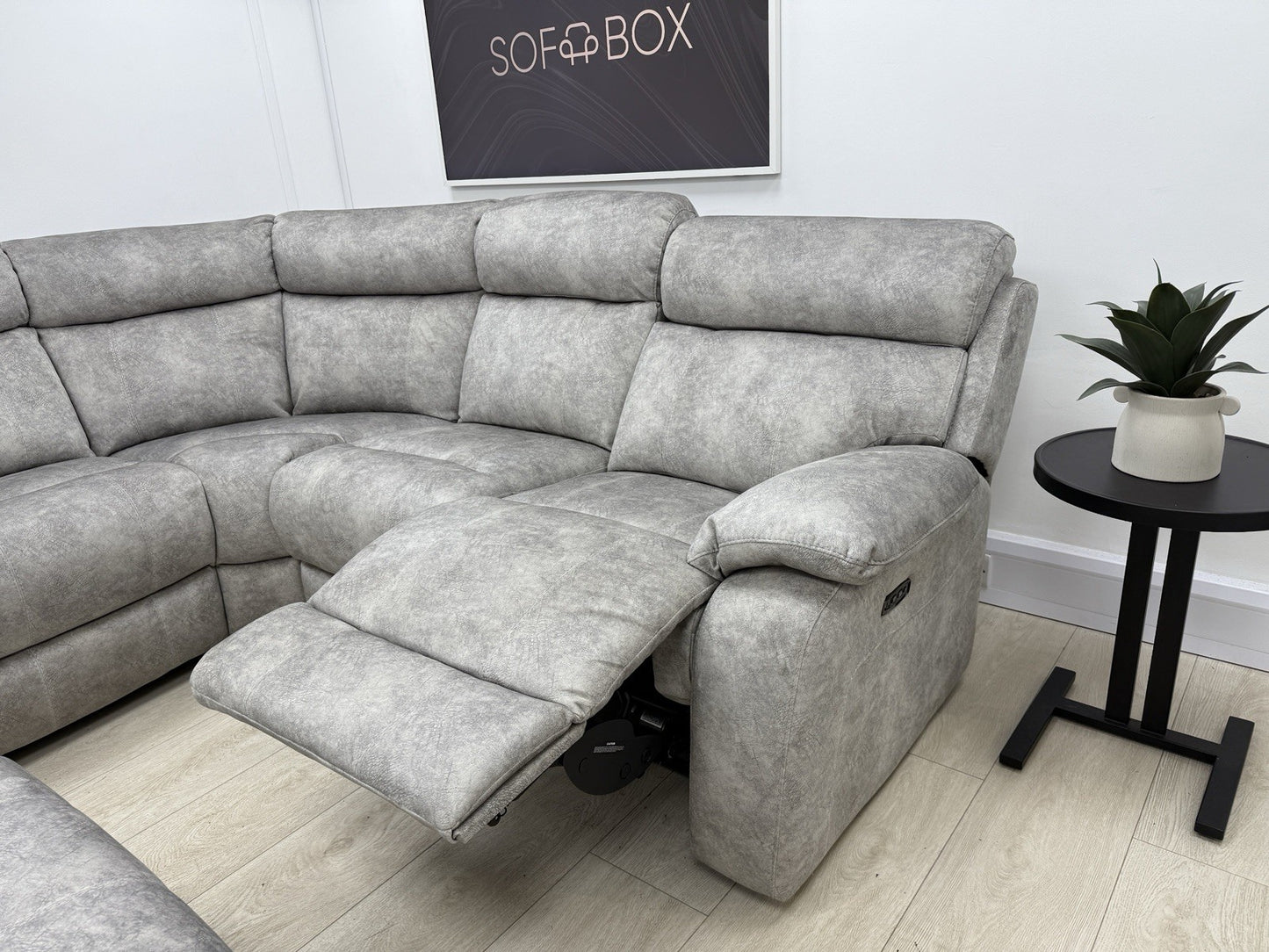 Furniture Village Moreno Power Recliner Corner Sofa & Footstool In Grey